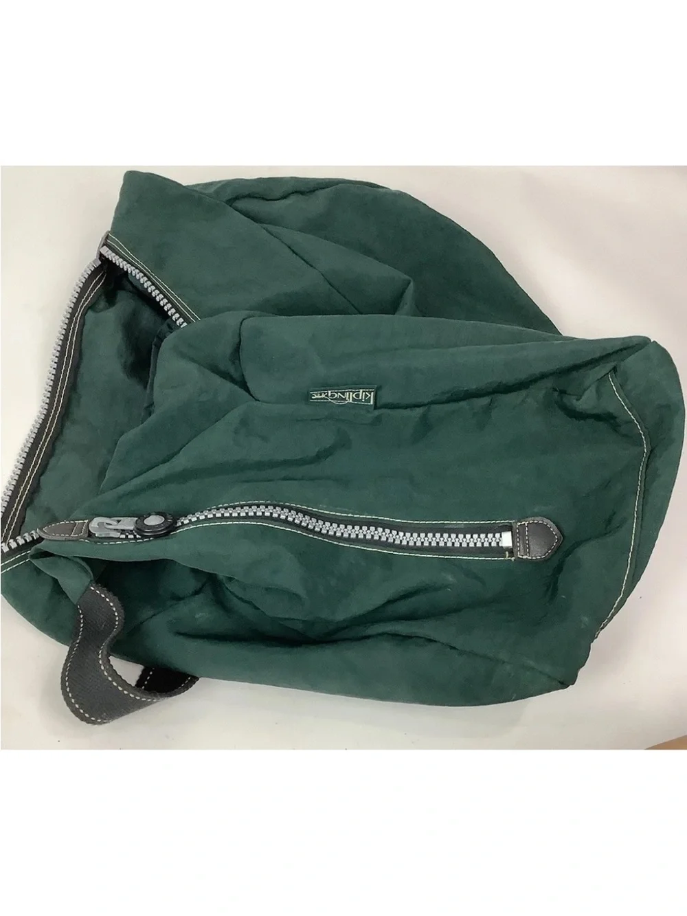 Vintage 90's Kipling Weekender Duffle Gym Bag In Forest Green Zip Closure